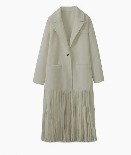 Tasseled Classic Tweed Long Trench Coat