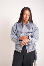 You Are On Native Land Vintage Wash Denim Jacket by UNE