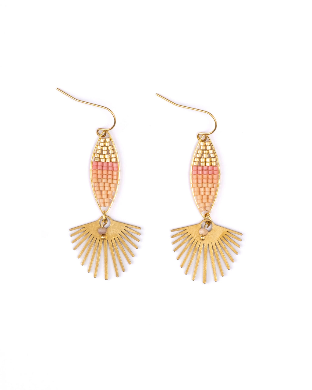 Beaded Handwoven Cotton Candy Dangle Earrings by Mayana