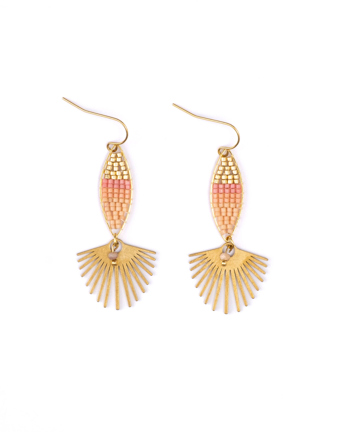 Beaded Handwoven Cotton Candy Dangle Earrings by Mayana