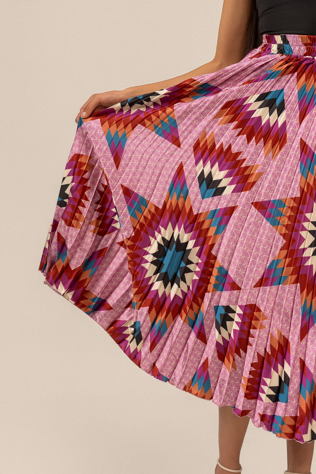 Pleated Star Quilt Midi Skirt by by Bethany Yellowtail