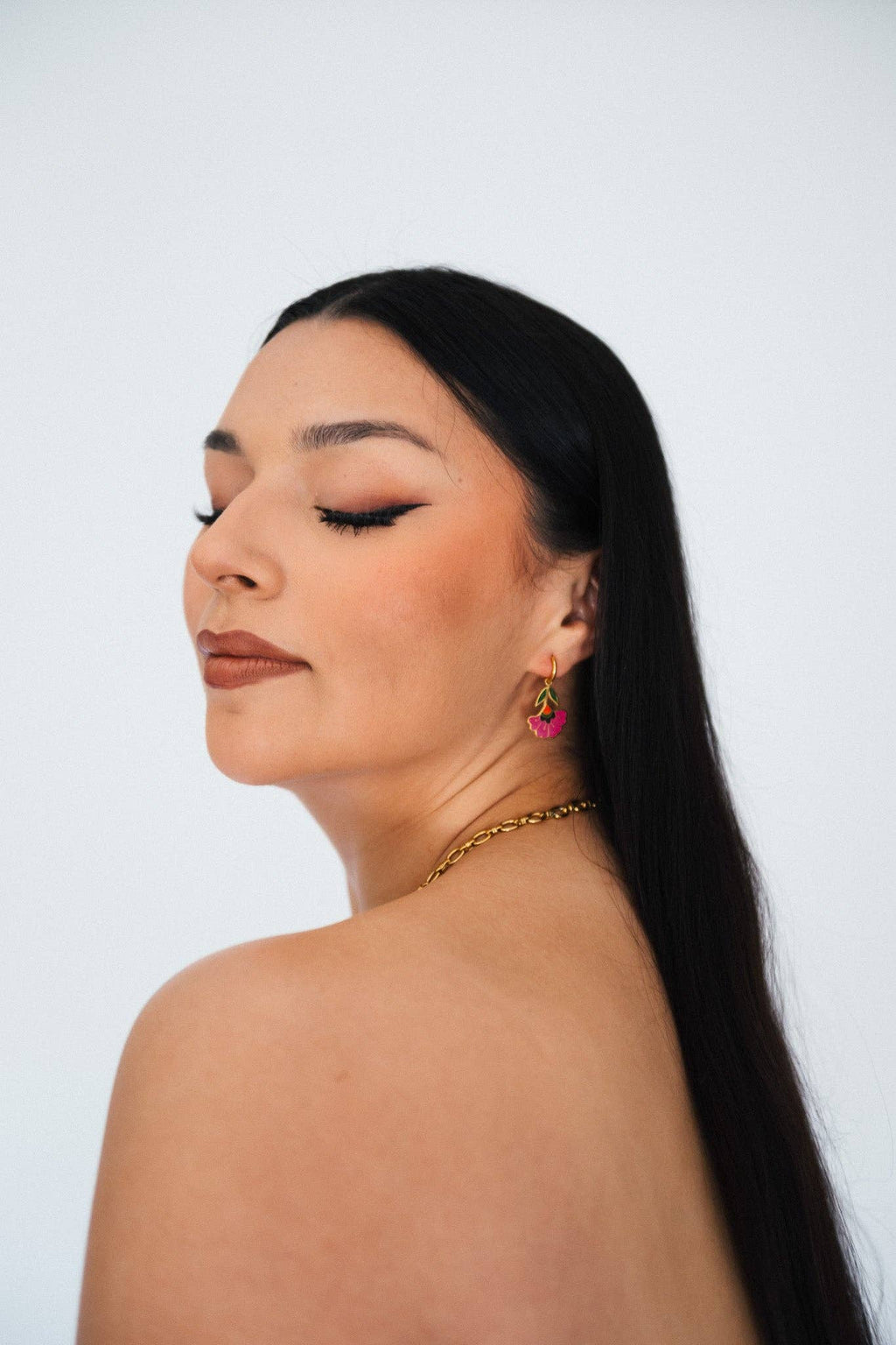 Floral Bloom Huggie Charm Hoops by Bethany Yellowtail