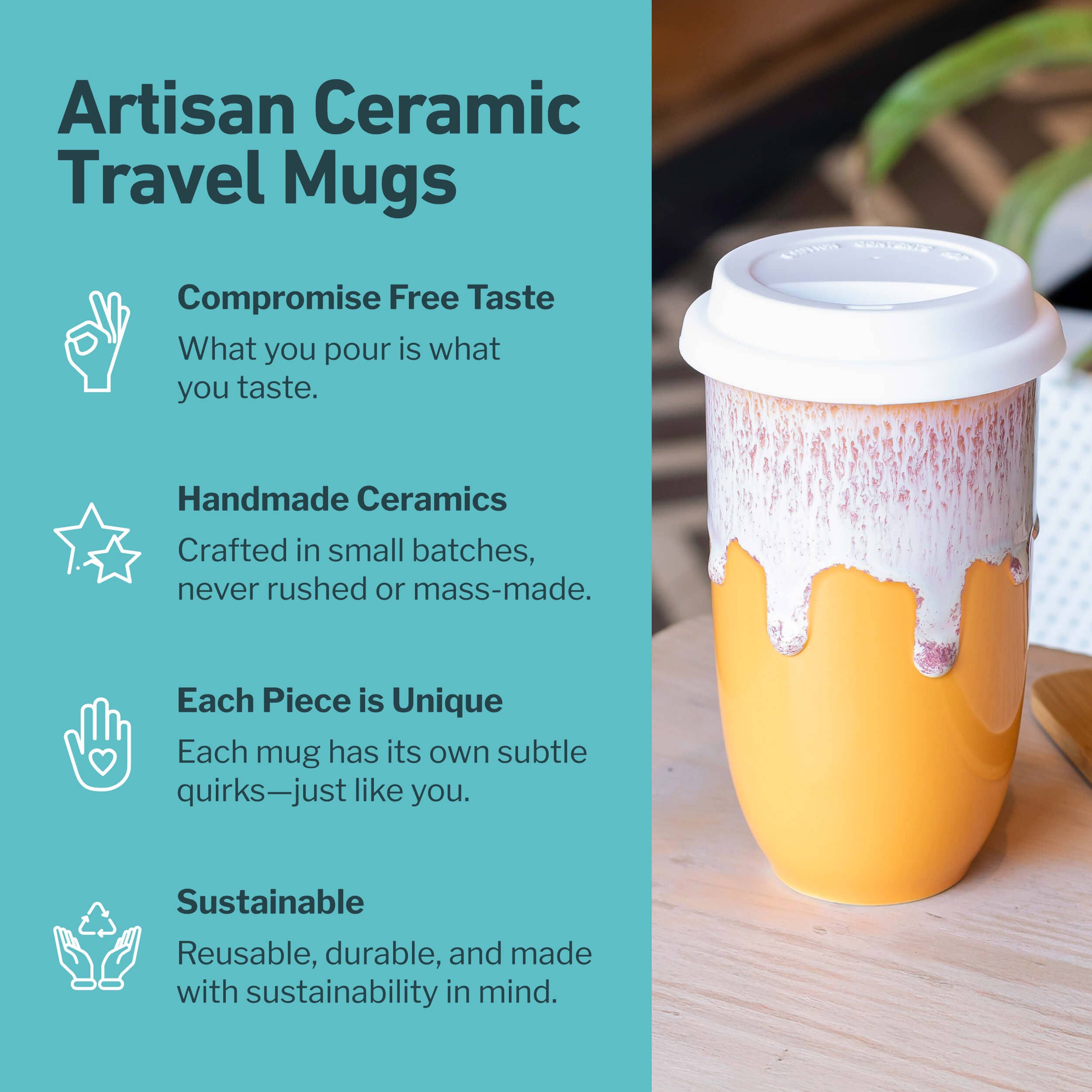 Grapefruit Ceramic Travel Mug by Nova Ceramics Travel Mugs