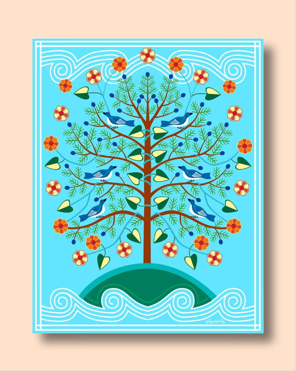 Cherokee Tree of Life Matted Print by Fourth World Design