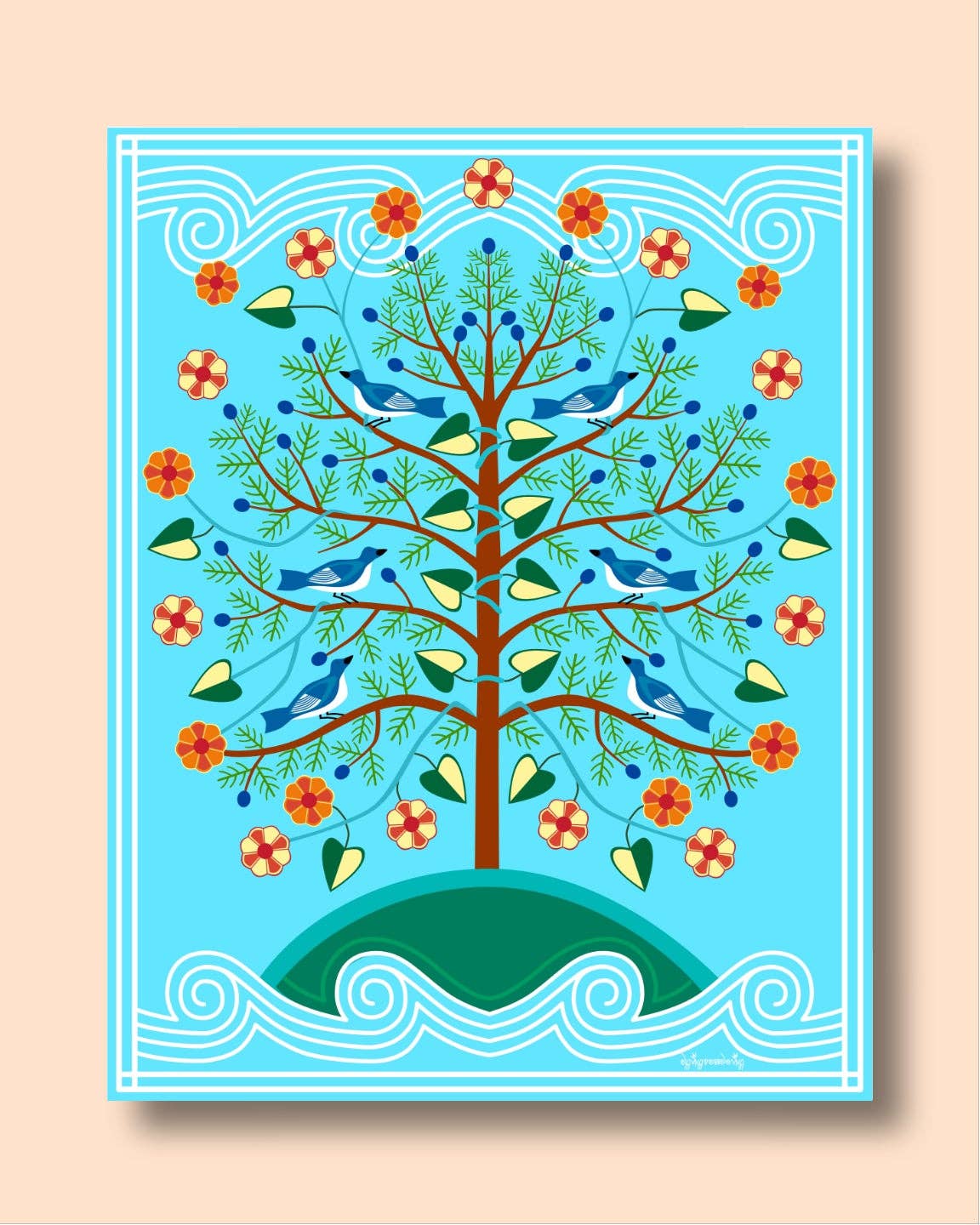 Cherokee Tree of Life Matted Print by Fourth World Design