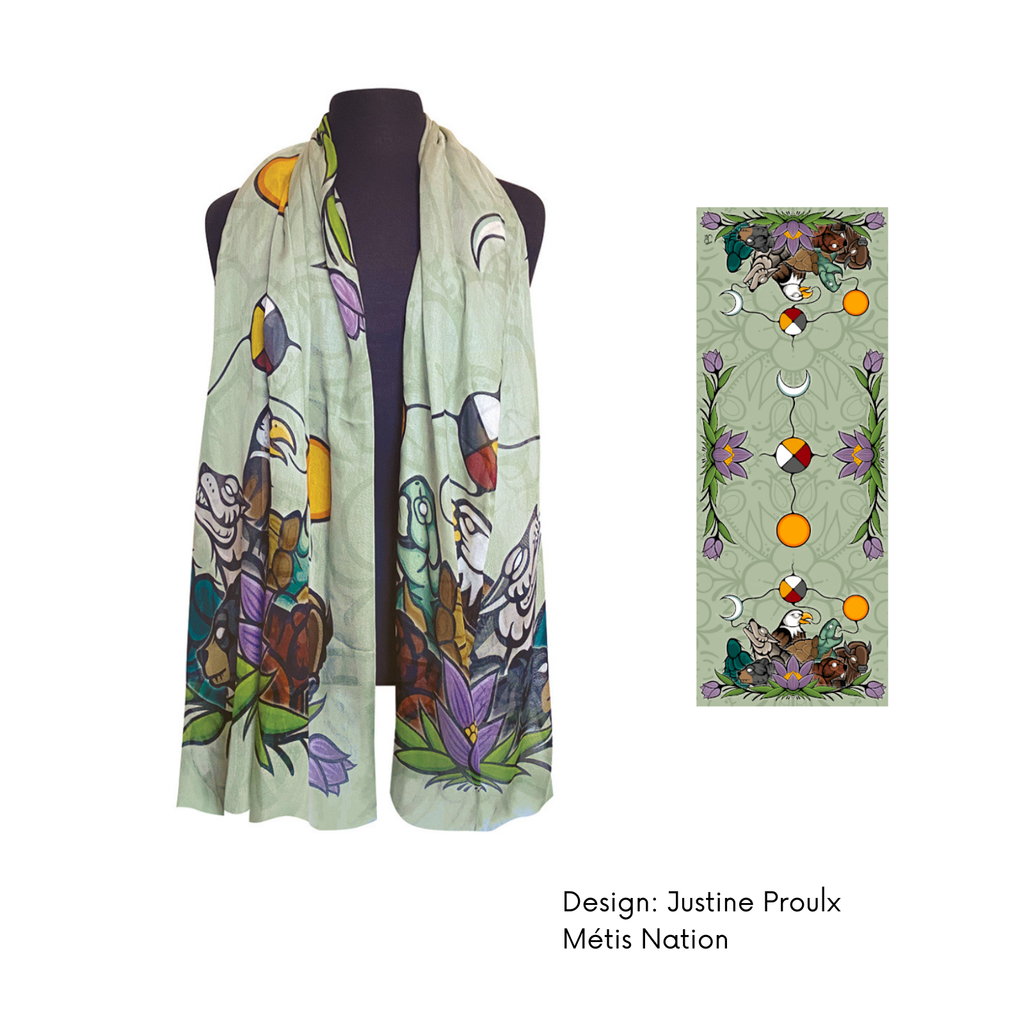 Indigenous Art Signature Scarf: Wolf Moon by Made by Humans