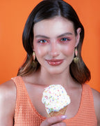 Beaded Handwoven Cotton Candy Dangle Earrings by Mayana