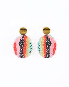 Beaded Handwoven Organic Oval Drop Earrings by Mayana