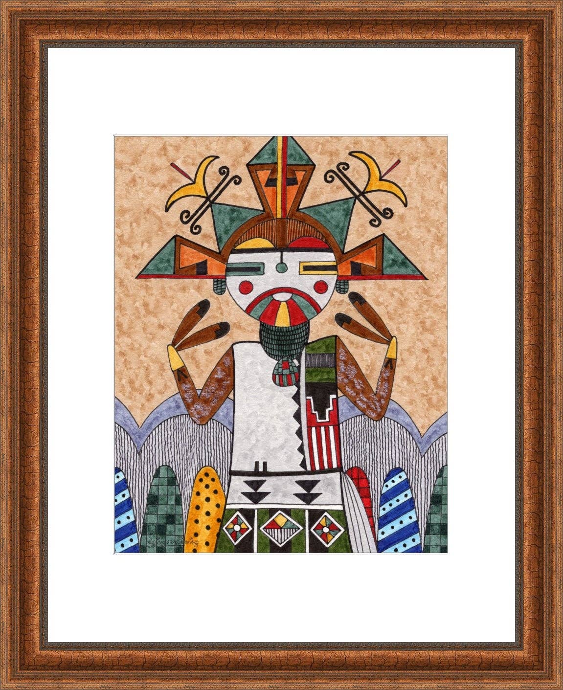 Palikwmana Gathers Rain Matted Print by Fourth World Design