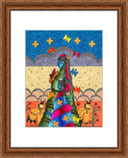 Singing Prayers Matted Print by Fourth World Design