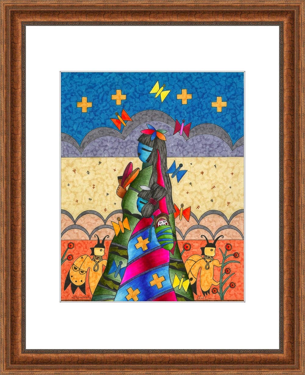 Singing Prayers Matted Print by Fourth World Design
