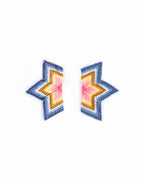 Beaded Handwoven Medium Half Star Earrings by Mayana