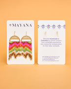 Beaded Handwoven Moonlit Moth Fringe Earrings by Mayana