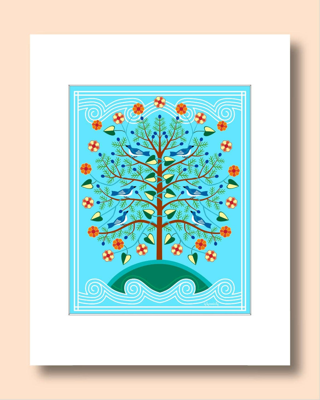 Cherokee Tree of Life Matted Print by Fourth World Design