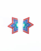 Beaded Handwoven Medium Half Star Earrings by Mayana