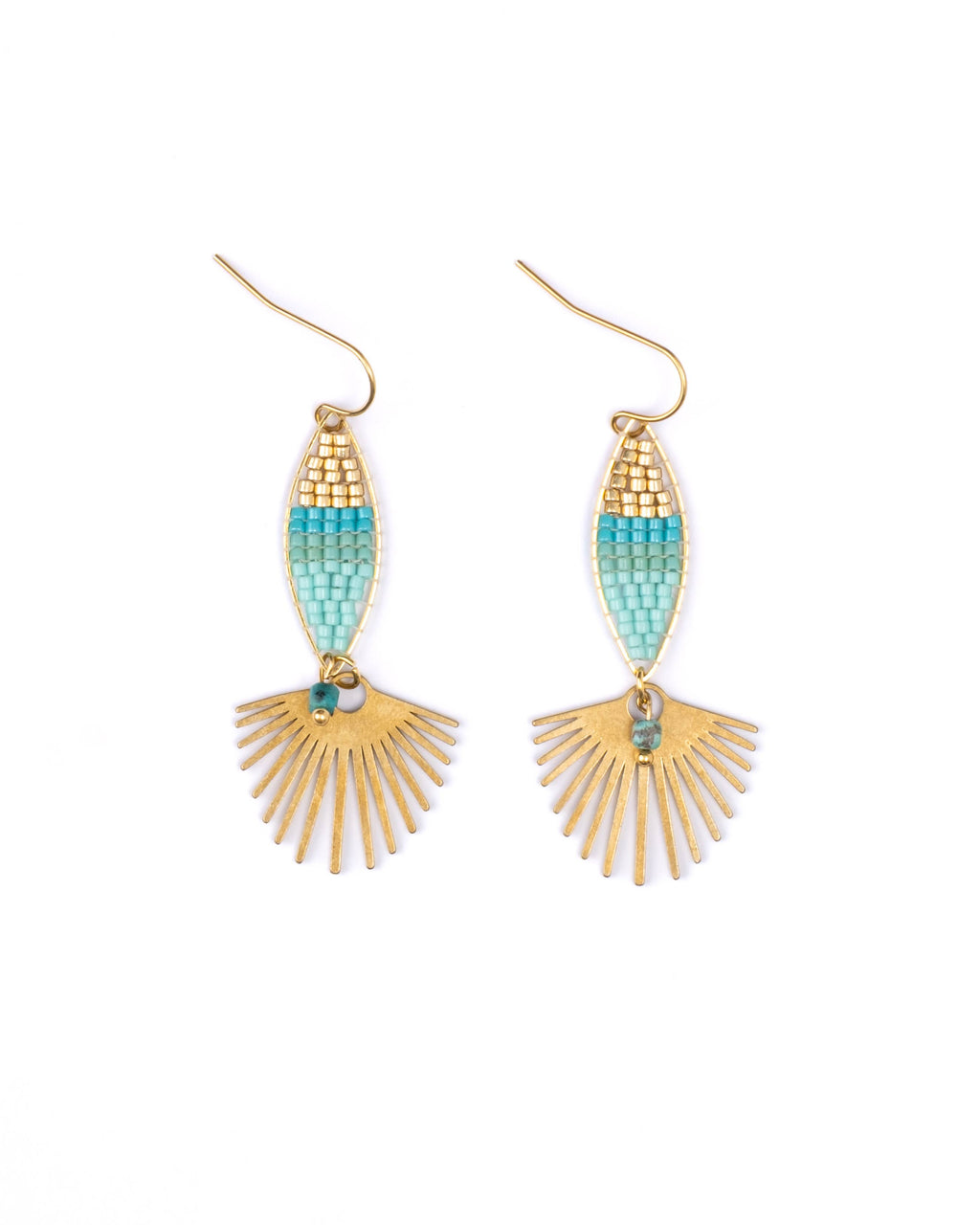Beaded Handwoven Cotton Candy Dangle Earrings by Mayana