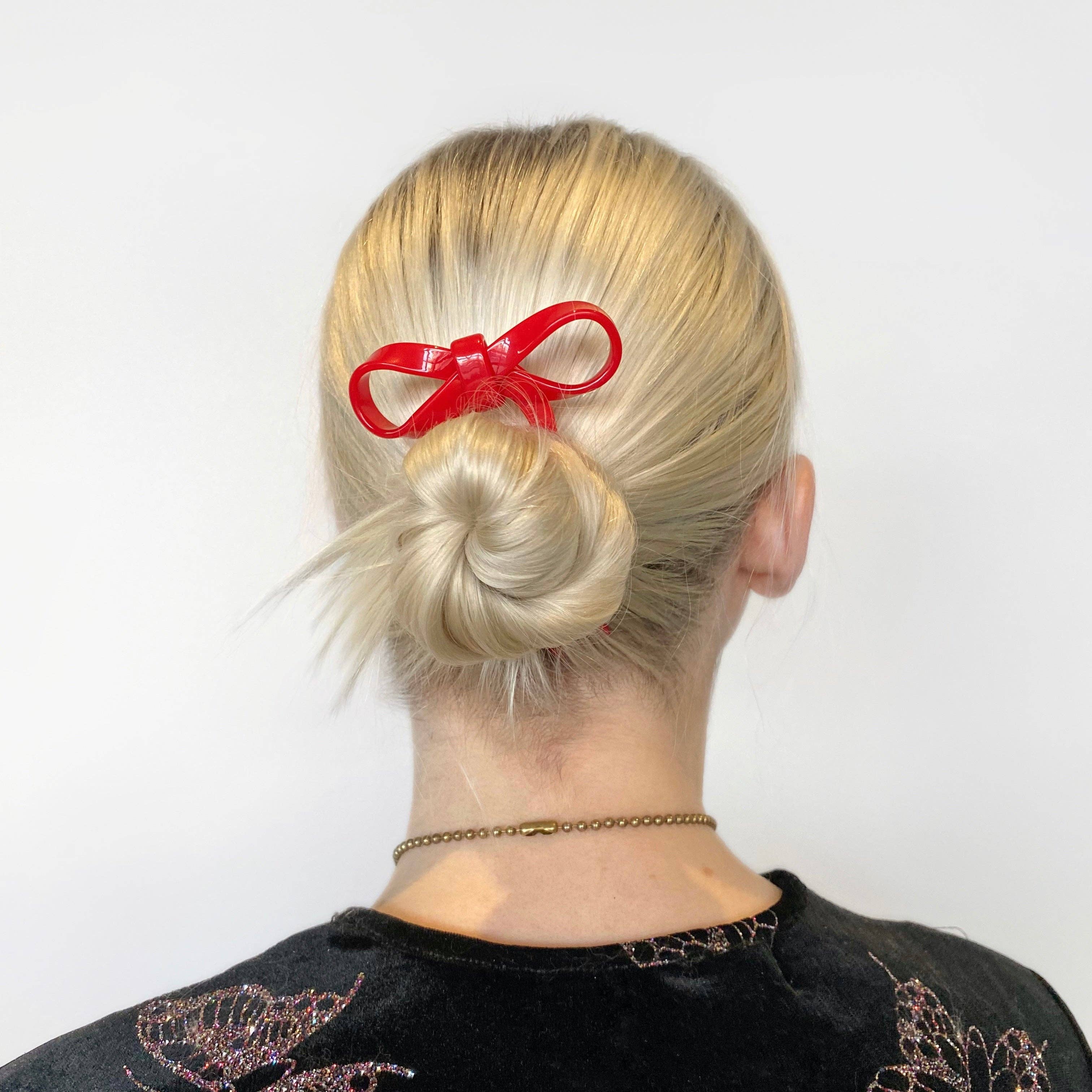 Bow Hairpin in Small Cherry by CHUNKS