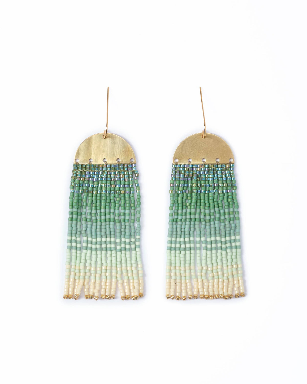 Beaded Handwoven Ombre Fringe Earrings by Mayana