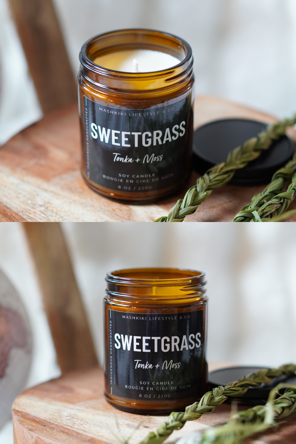 Sweetgrass Tonka + Moss Candle by Mashkiki Lifestyle & Co.
