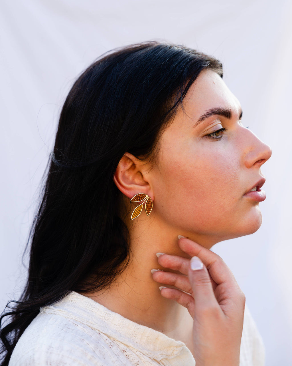 Ismini Leaf Studs by Mountain Maiden