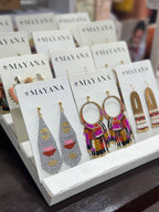 Beaded Handwoven Cotton Candy Dangle Earrings by Mayana
