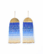 Beaded Handwoven Ombre Fringe Earrings by Mayana