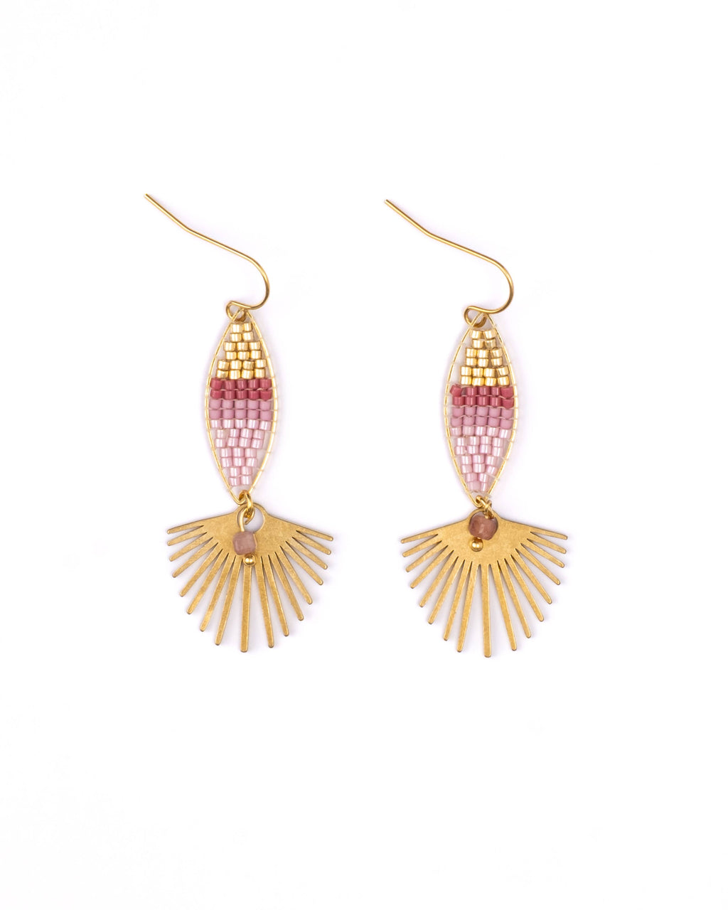 Beaded Handwoven Cotton Candy Dangle Earrings by Mayana