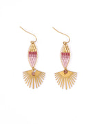 Beaded Handwoven Cotton Candy Dangle Earrings by Mayana