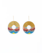 Beaded Handwoven Organic Circular Fringe Earrings by Mayana