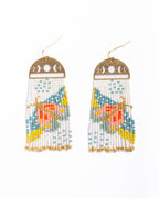 Beaded Handwoven Moonlit Moth Fringe Earrings by Mayana
